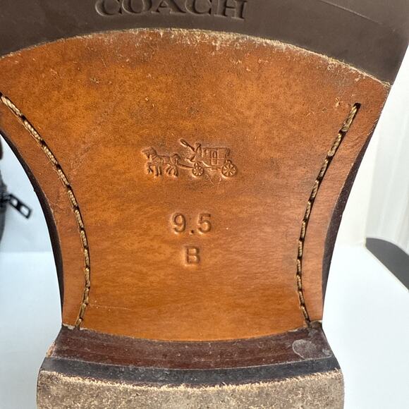 Coach Womens Edison Leather Boots Chestnut Brown sz 9.5 B Side Zipper VG Used - Picture 14 of 14